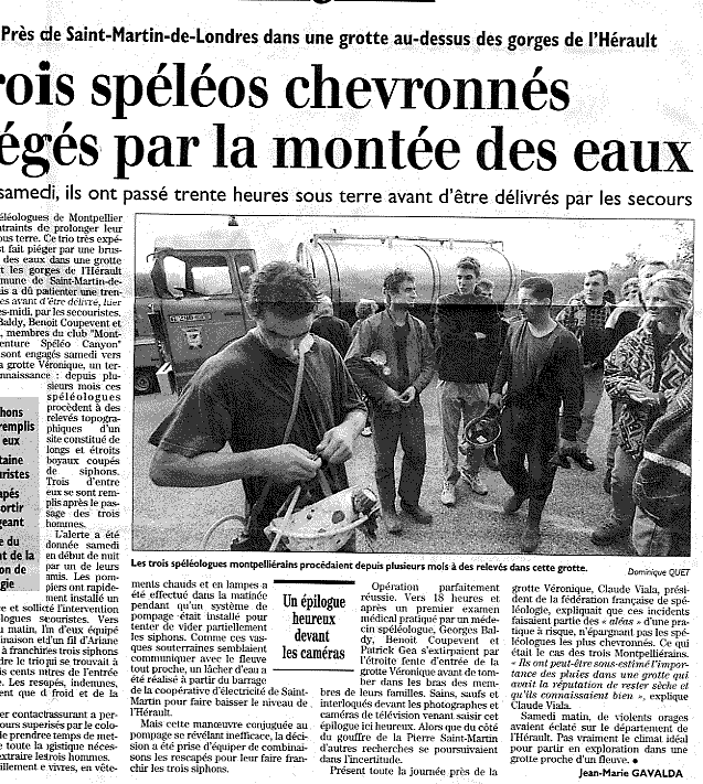 Secours dans la grotte Véronique : ARTICLE DANS UNE ETROITURE / PATIENCE, IL ARRIVE...